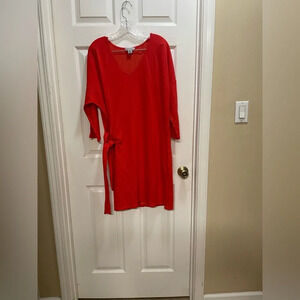 Tommy Bahama Silky French Terry Dress Side Tie Poppy Red Size Large Viscose